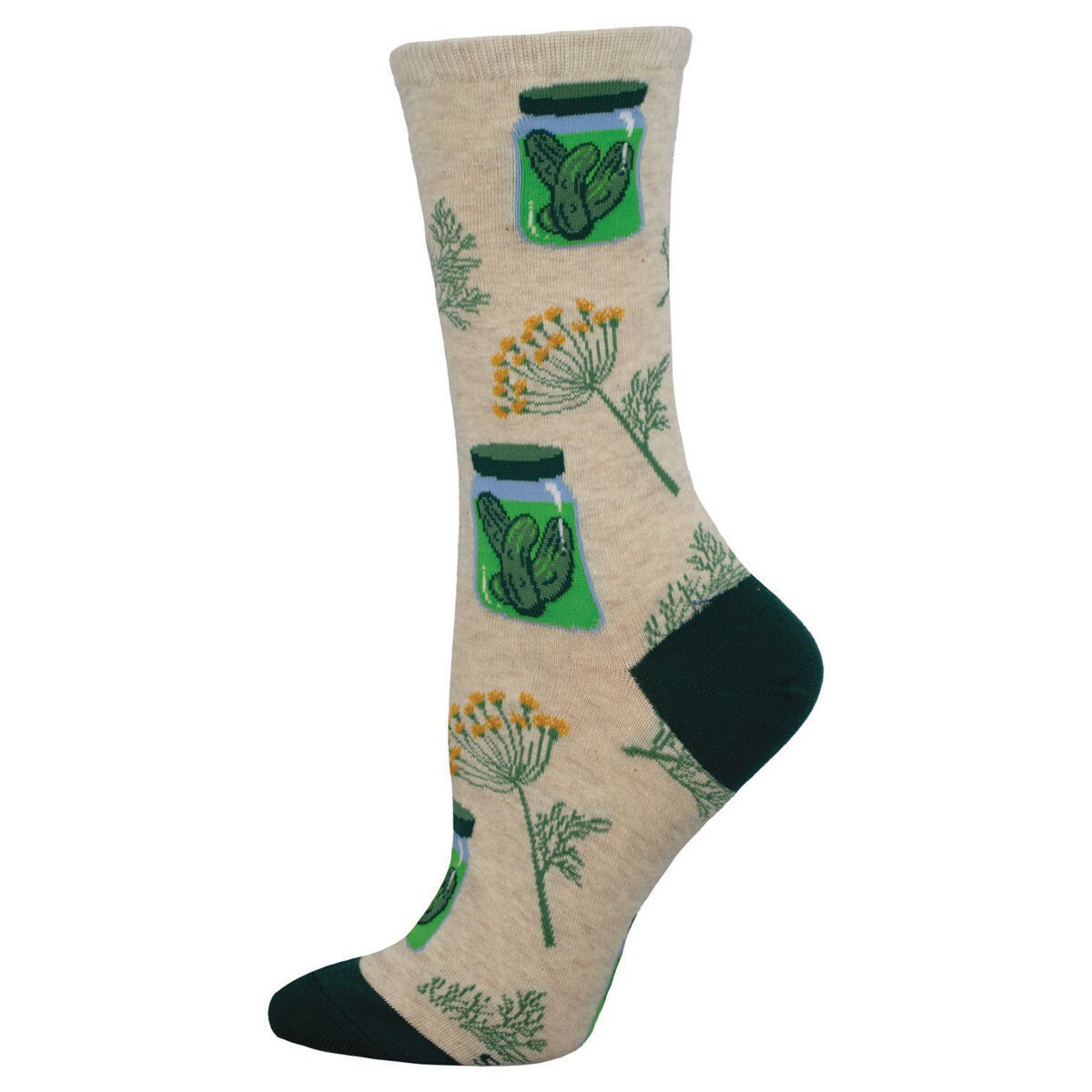 Pickle Lover's Paradise  (Ivory Heather) Crew Sock S/M