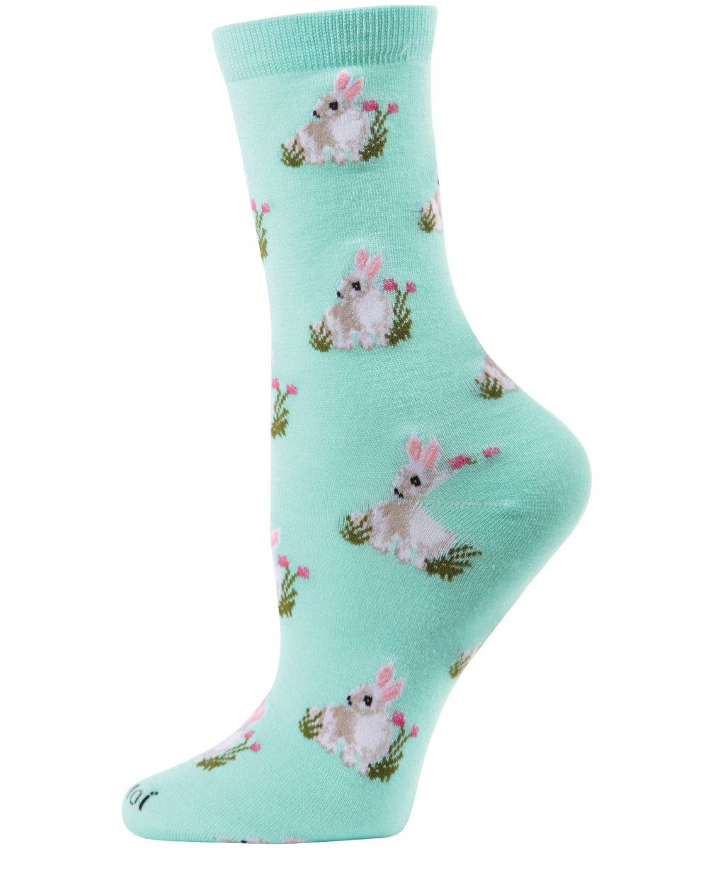 Rabbits (Seafoam) Women's Bamboo Crew Socks