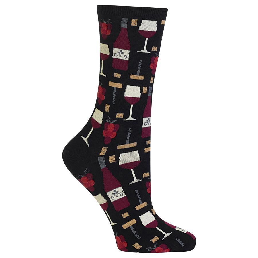 "Red, Red Wine (Black) Women's Crew Socks"