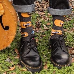"Nice Acoustics, Guitars (Charcoal) Bamboo Crew Socks L/XL"