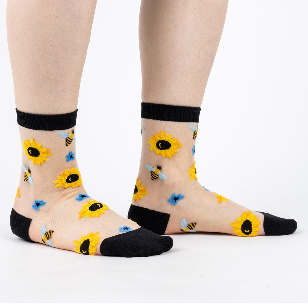 You Are My Sunshine Sheer Crew Socks S/M