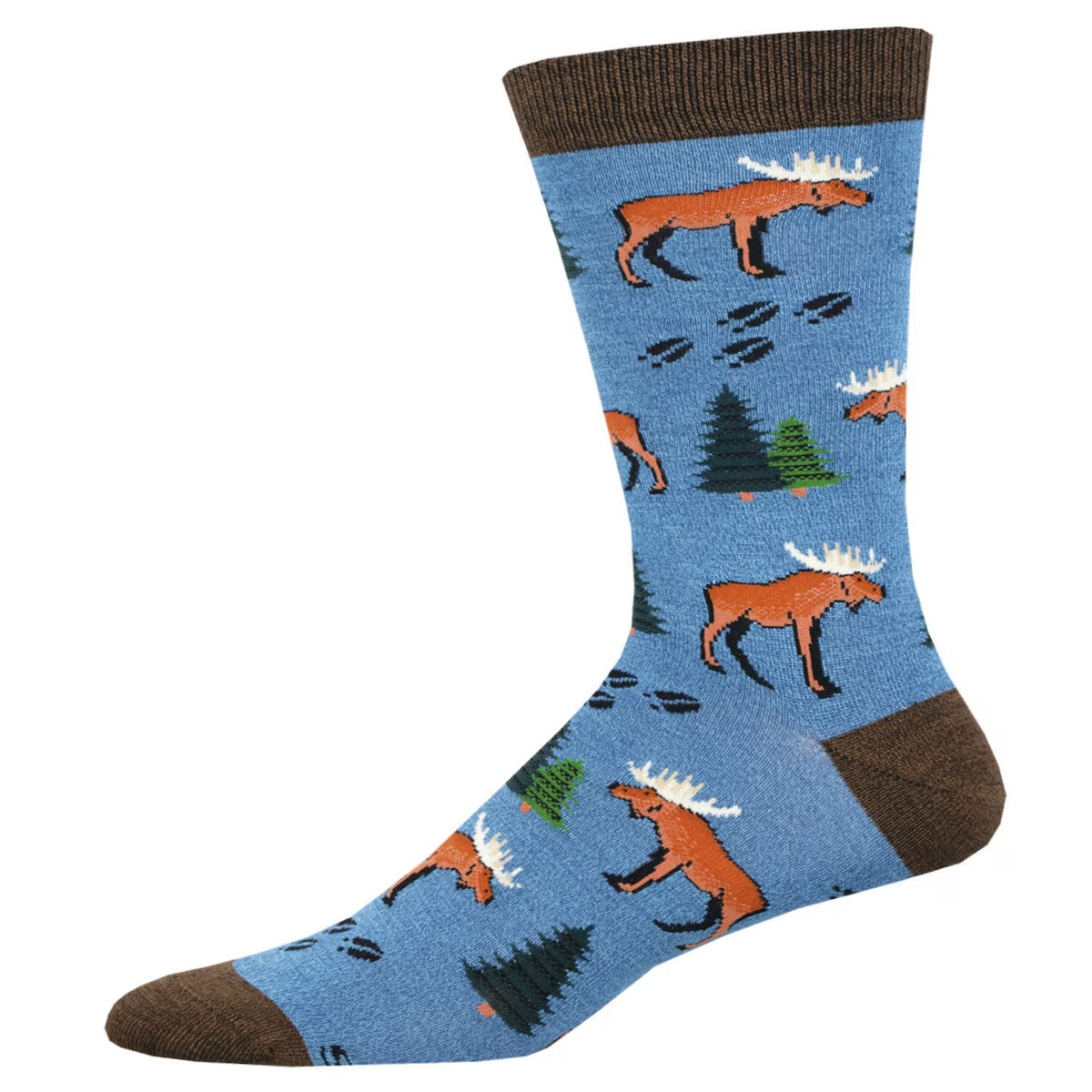 Moose Tracks (Blue Heather) Bamboo Crew L/XL