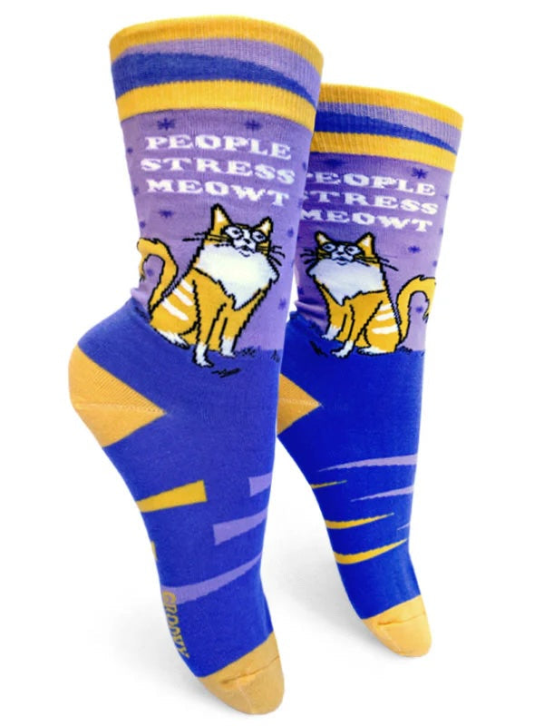 "People Stress Meowt, Cat Crew Socks S/M"