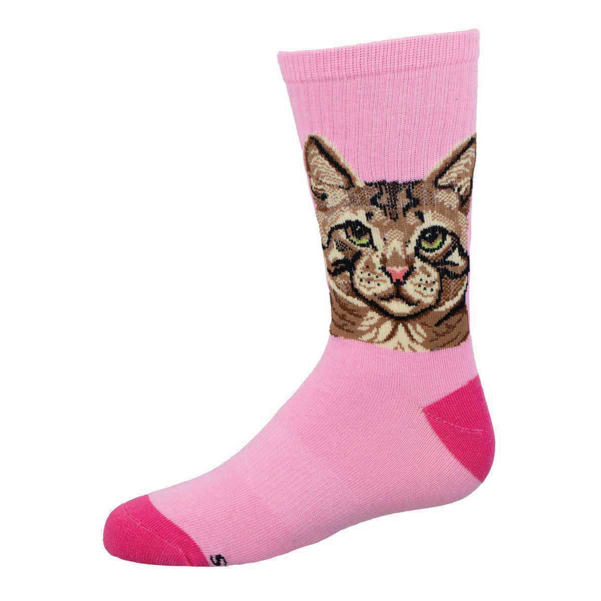 Purr-fect Cat Portrait Kids' Athletic Crew Socks (Age 7-10)