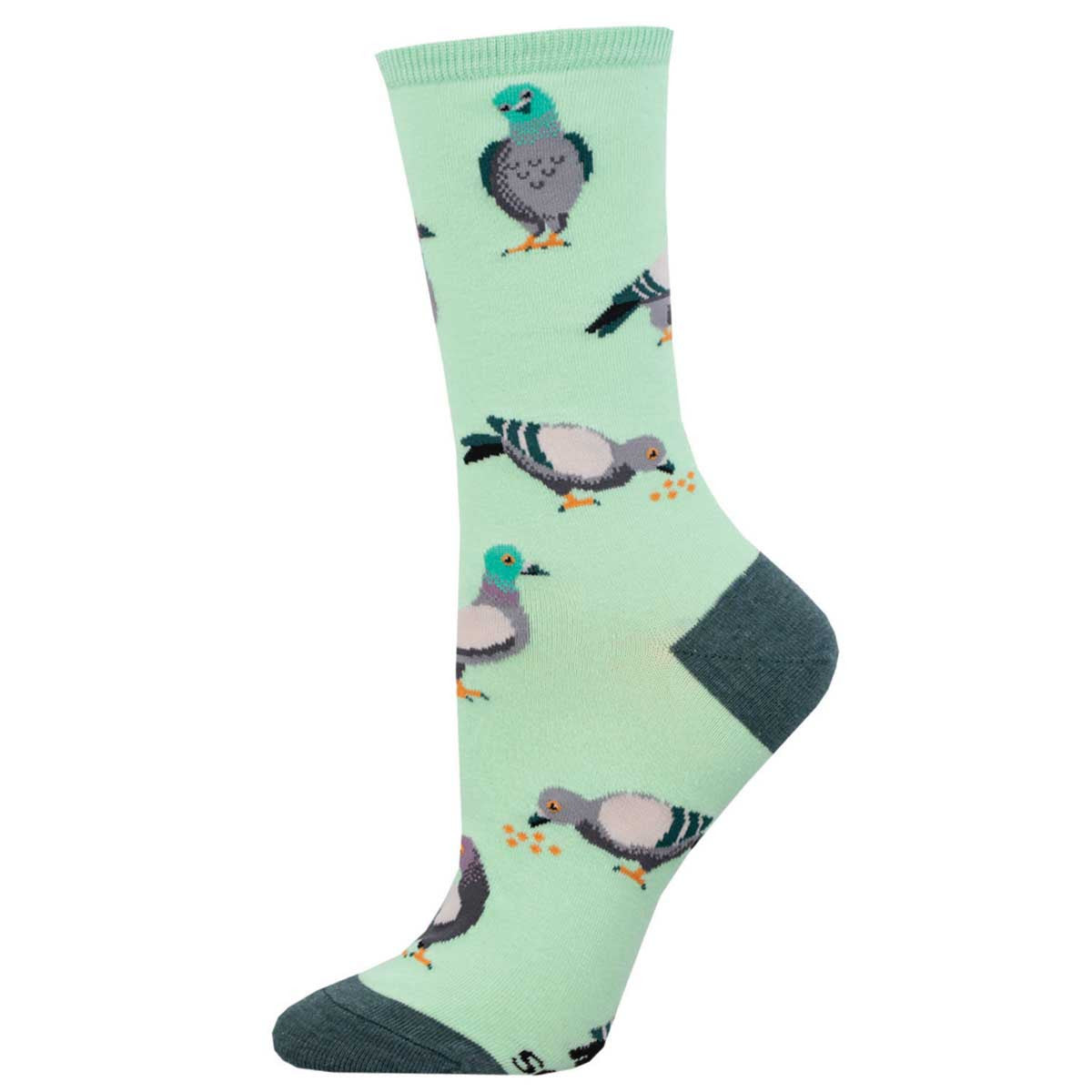Plenteous Pigeons (Mint) Women's Crew Socks