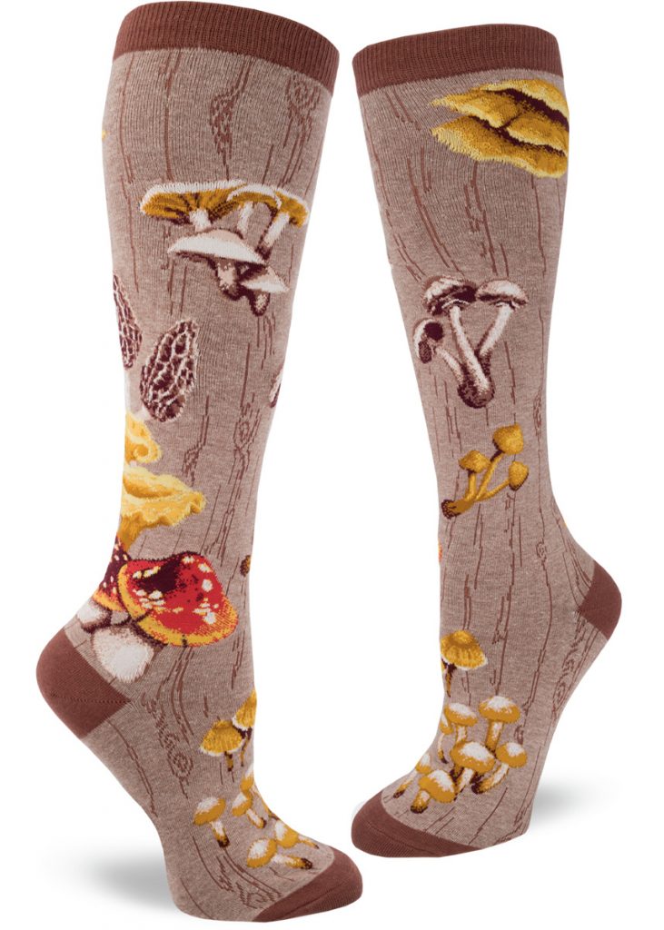 Woodland Mushrooms (Heather Brown) Women's Knee Highs
